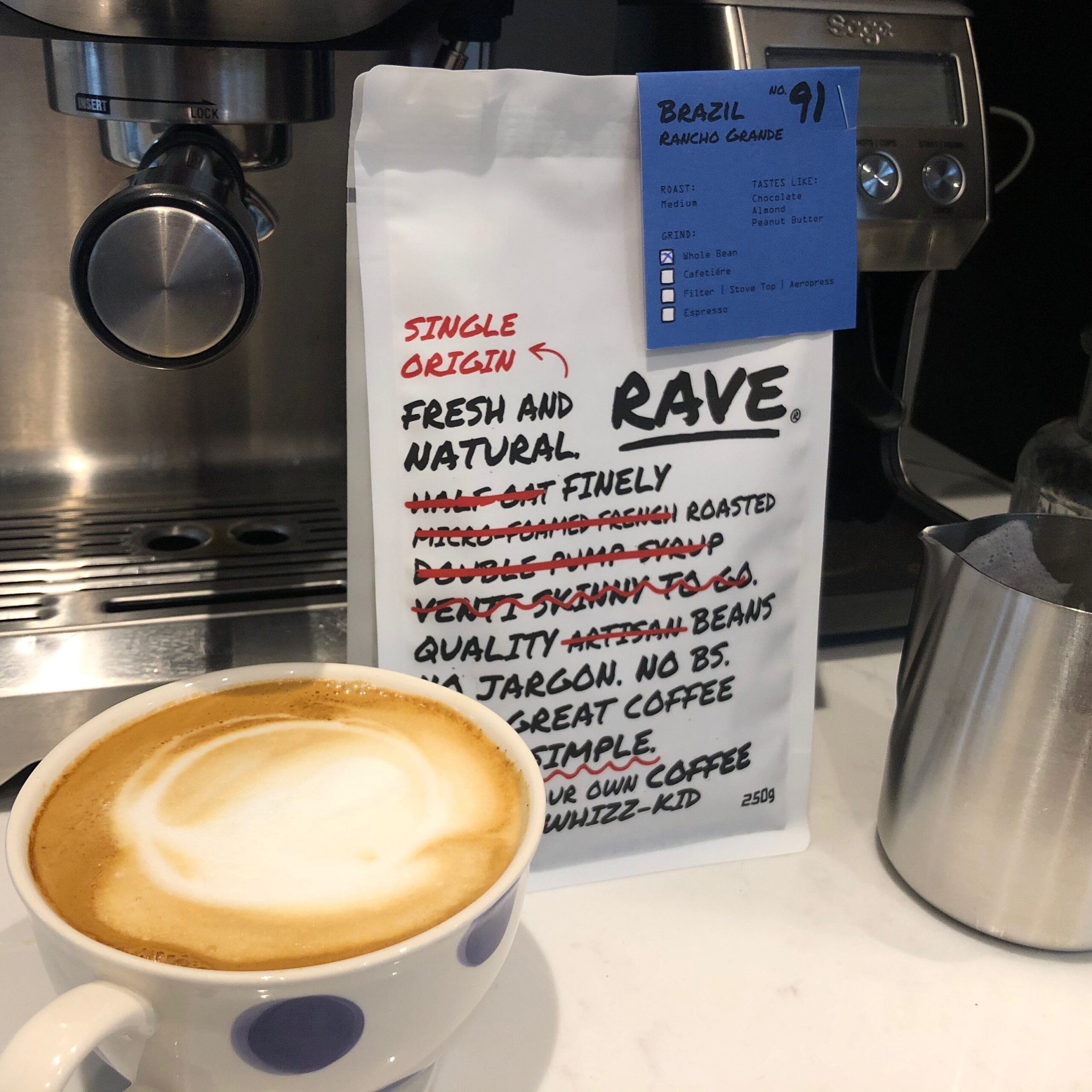 A perfect cup of lockdown coffee made with Rave coffee beans